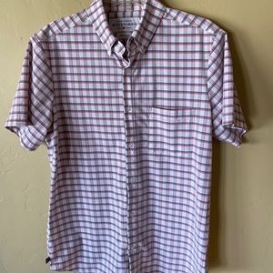 Mizzen+Main Leeward Collection SS Shirt - Red/Grey Plaid- Med Trim Fit.